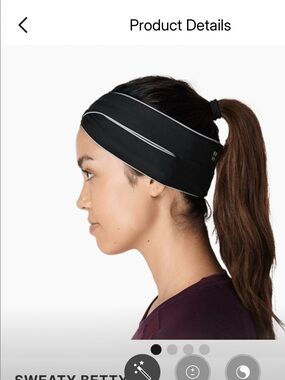 Sweaty Betty Black Reflective Headband with White Trim